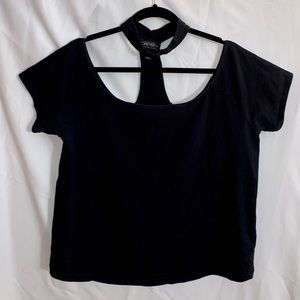 Black choker neck shirt